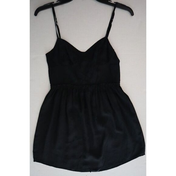 Wilfred Aritzia Women's Sz 0 Black Silk Spaghetti Strap Back Zip Mini Dress $98 - Picture 7 of 10